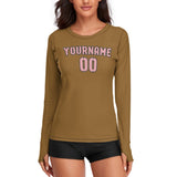 Custom Khaki Light Pink Women's Long-Sleeve Shirt