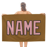 Custom Khaki Light Pink Beach Towel