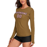 Custom Khaki Light Pink Women's Long-Sleeve Shirt