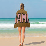 Custom Khaki Light Pink Beach Towel