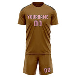Custom Khaki Light Pink Soccer Jersey