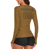 Custom Khaki Khaki Women's Long-Sleeve Shirt