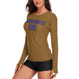 Custom Khaki Light Purple Women's Long-Sleeve Shirt
