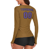 Custom Khaki Light Purple Women's Long-Sleeve Shirt