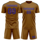 Custom Khaki Light Purple Soccer Jersey