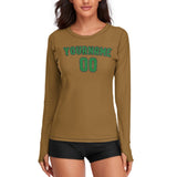 Custom Khaki Emerald Green Women's Long-Sleeve Shirt