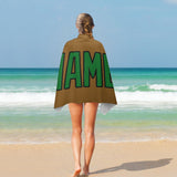 Custom Khaki Emerald Green Beach Towel