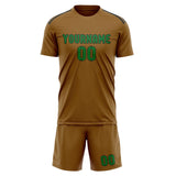 Custom Khaki Emerald Green Soccer Jersey