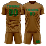 Custom Khaki Emerald Green Soccer Jersey