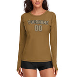 Custom Khaki Light Khaki Women's Long-Sleeve Shirt