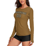 Custom Khaki Light Khaki Women's Long-Sleeve Shirt