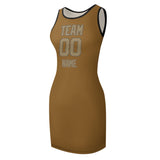 Custom Khaki Light Khaki Sleeveless Vest Dress