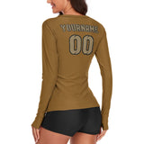 Custom Khaki Light Khaki Women's Long-Sleeve Shirt
