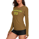 Custom Khaki Light Yellow Women's Long-Sleeve Shirt