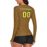 Custom Khaki Light Yellow Women's Long-Sleeve Shirt