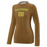 Custom Khaki Light Yellow Women's Long-Sleeve Shirt