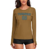 Custom Khaki Blue Green Women's Long-Sleeve Shirt