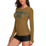 Custom Khaki Blue Green Women's Long-Sleeve Shirt