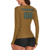 Custom Khaki Blue Green Women's Long-Sleeve Shirt