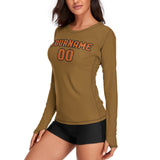 Custom Khaki Orange Women's Long-Sleeve Shirt