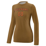 Custom Khaki Orange Women's Long-Sleeve Shirt