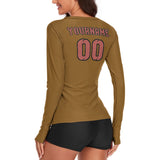 Custom Khaki Copper Rose Women's Long-Sleeve Shirt
