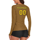 Custom Khaki Gold Women's Long-Sleeve Shirt