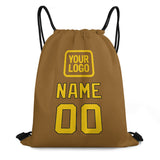 Custom Khaki Gold Drawstring Bag