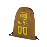 Custom Khaki Gold Drawstring Bag