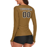 Custom Khaki Brown Women's Long-Sleeve Shirt