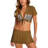 Custom Khaki Gray Cheerleading Uniform Set