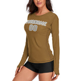 Custom Khaki Gray Women's Long-Sleeve Shirt