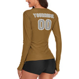 Custom Khaki Gray Women's Long-Sleeve Shirt