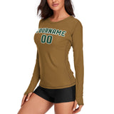 Custom Khaki Green Women's Long-Sleeve Shirt