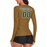 Custom Khaki Green Women's Long-Sleeve Shirt