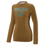 Custom Khaki Green Women's Long-Sleeve Shirt