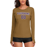 Custom Khaki Purple Women's Long-Sleeve Shirt
