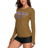 Custom Khaki Purple Women's Long-Sleeve Shirt