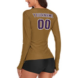 Custom Khaki Purple Women's Long-Sleeve Shirt