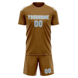 Custom Khaki Light Blue Soccer Jersey