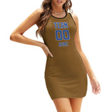 Custom Khaki Sky Blue Sleeveless Vest Dress