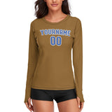 Custom Khaki Sky Blue Women's Long-Sleeve Shirt