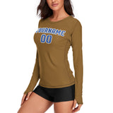 Custom Khaki Sky Blue Women's Long-Sleeve Shirt