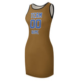 Custom Khaki Sky Blue Sleeveless Vest Dress