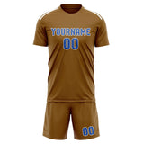 Custom Khaki Sky Blue Soccer Jersey