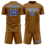 Custom Khaki Sky Blue Soccer Jersey