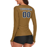 Custom Khaki Blue Women's Long-Sleeve Shirt