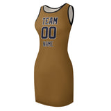 Custom Khaki Navy Sleeveless Vest Dress