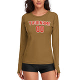 Custom Khaki Orange Red Women's Long-Sleeve Shirt