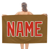 Custom Khaki Orange Red Beach Towel